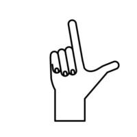 hand sign language l line style icon vector design