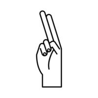 hand sign language u line style icon vector design