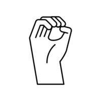 hand sign language o line style icon vector design