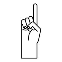 lenguaje de señas de mano diseño de vector de icono de estilo de línea de un número