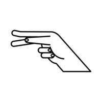 hand sign language p line style icon vector design