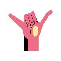 lenguaje de señas de mano y línea y diseño de vector de icono de estilo de relleno