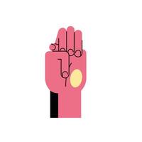 hand sign language m line and fill style icon vector design