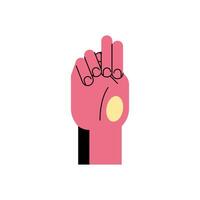 lenguaje de señas de mano n línea y diseño de vector de icono de estilo de relleno