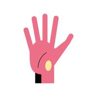 hand sign language five number line and fill style icon vector design