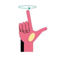 hand sign language l line and fill style icon vector design