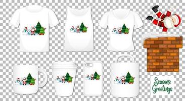 Santa Claus dancing cartoon character with set of different clothes vector