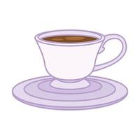 tea cup on plate line and fill style icon vector design