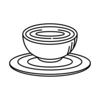 taza de té en el diseño de vector de icono de estilo de línea de placa