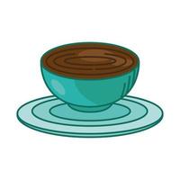 tea cup on plate line and fill style icon vector design