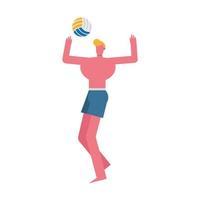 young man wearing swimsuit playing,volleyball character vector