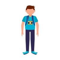 Avatar man with bag and camera vector design