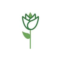 cute flower with leaf spring half color style icon vector