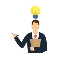 Businessman avatar with document and pen vector design