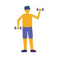 Hombre con ropa deportiva haciendo ejercicio con pesas diseño vectorial vector