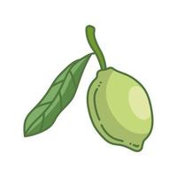 lemon with leaf fruit line and fill style icon vector design