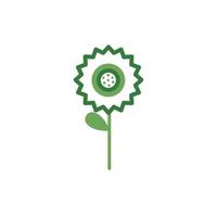 cute flower with leaf spring half color style icon vector