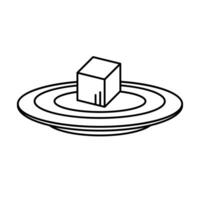 sugar cube on plate line style icon vector design