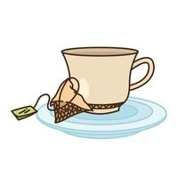 tea infusion bag and cup on plate line and fill style icon vector design