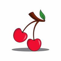 cherry fruit cartoon icon illustration. food fruit icon concept isolated vector