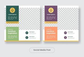 Furniture design social media post banner template set vector