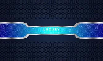 Metallic black blue frame layout modern tech design template. vector