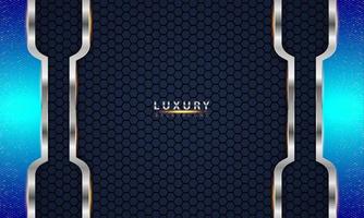 Metallic black blue frame layout modern tech design template. vector