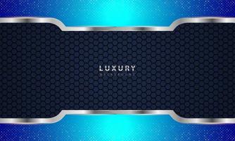 Metallic black blue frame layout modern tech design template. vector