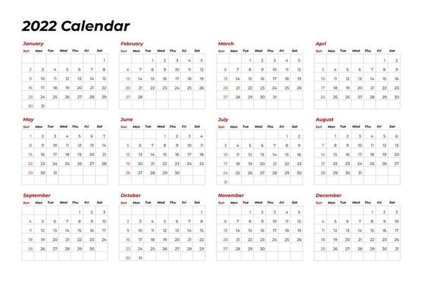 colorido calendario 2022 2774859 Vector en Vecteezy