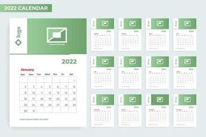 2022 calendar template with photo frame vector