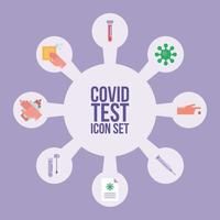 bundle of covid19 test set icons around vector