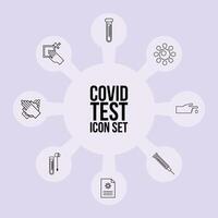 bundle of covid19 test set icons around vector