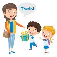 Thank You Illustration With Cartoon Characters vector