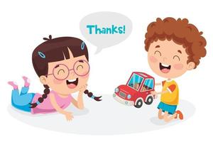 Thank You Illustration With Cartoon Characters vector