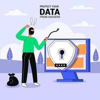 Protect your data from hacker illustration concept vector