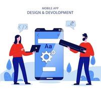 Mobile application or website development process illustration concept vector