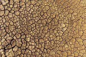 The concept of natural drought of the environment on Earth  dry soil, cracked soil with soil erosion Becomes red that is not agricultural photo