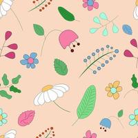 Floral pattern. Summer doodle seamless background. Vector illustration