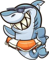 Lifesaver cool shark with sunglasses vector