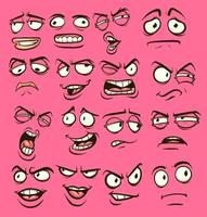 caras divertidas de dibujos animados vector