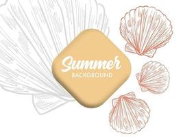 Summer theme Background design with shell illustrations vector