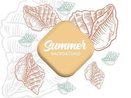 Summer theme Background design with shell illustrations vector