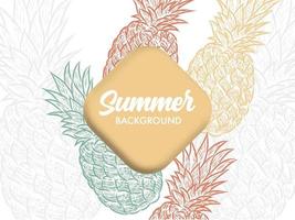 Summer theme Background design with Pineapple illustrations vector