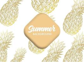 diseño de fondo de tema de verano con ilustraciones de piña vector