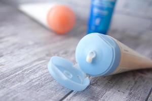 Close up of face cream in a container photo