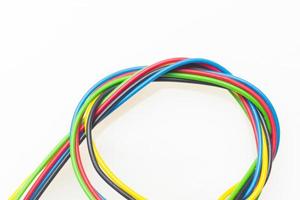 Colored wires on white background photo