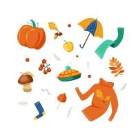 Autumn collection of bright elements vector