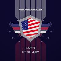 4th of july shield shape vector