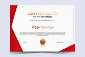 luxury certificate of appreciation award template with golden line and badge. vector