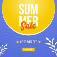 Trendy summer sale design template for social media post vector